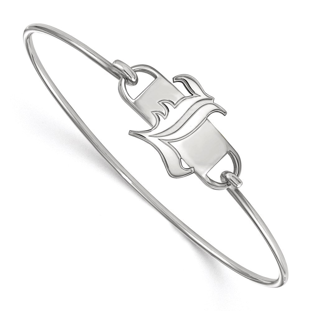 Sterling Silver Rhodium-plated LogoArt University of Louisville Letter L Small Center 7 inch Wire Bangle