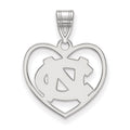 Sterling Silver Rhodium-plated LogoArt University of North Carolina N-C Heart Pendant