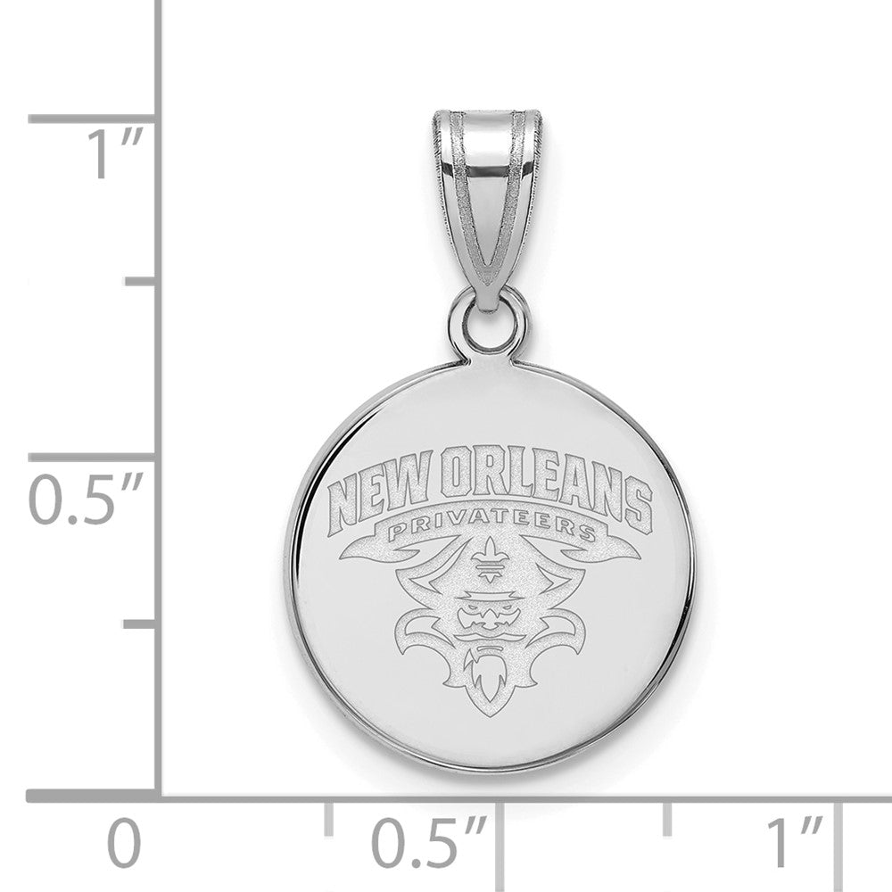 10k White Gold LogoArt University of New Orleans U-N-O Medium Disc Pendant