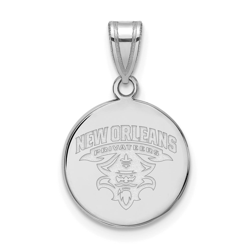 Sterling Silver Rhodium-plated LogoArt University of New Orleans U-N-O Medium Disc Pendant