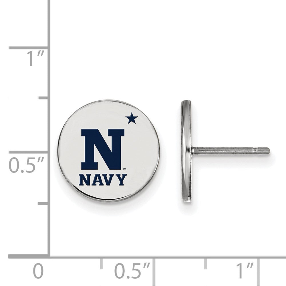 Sterling Silver Rhodium-plated LogoArt US Naval Academy Small Enameled Disc Post Earrings