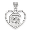 Sterling Silver Rhodium-plated LogoArt University of South Carolina Heart Pendant