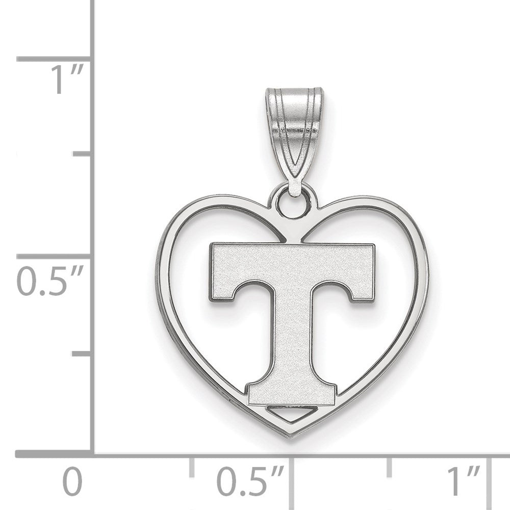 Sterling Silver Rhodium-plated LogoArt University of Tennessee Letter T Heart Pendant