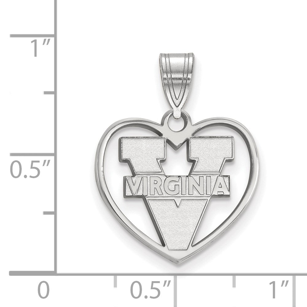 Sterling Silver Rhodium-plated LogoArt University of Virginia Heart Pendant