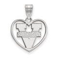 Sterling Silver Rhodium-plated LogoArt University of Virginia Heart Pendant