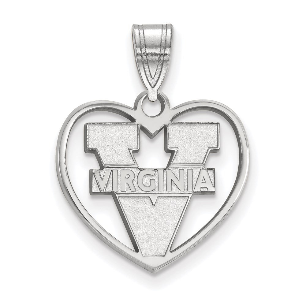 Sterling Silver Rhodium-plated LogoArt University of Virginia Heart Pendant