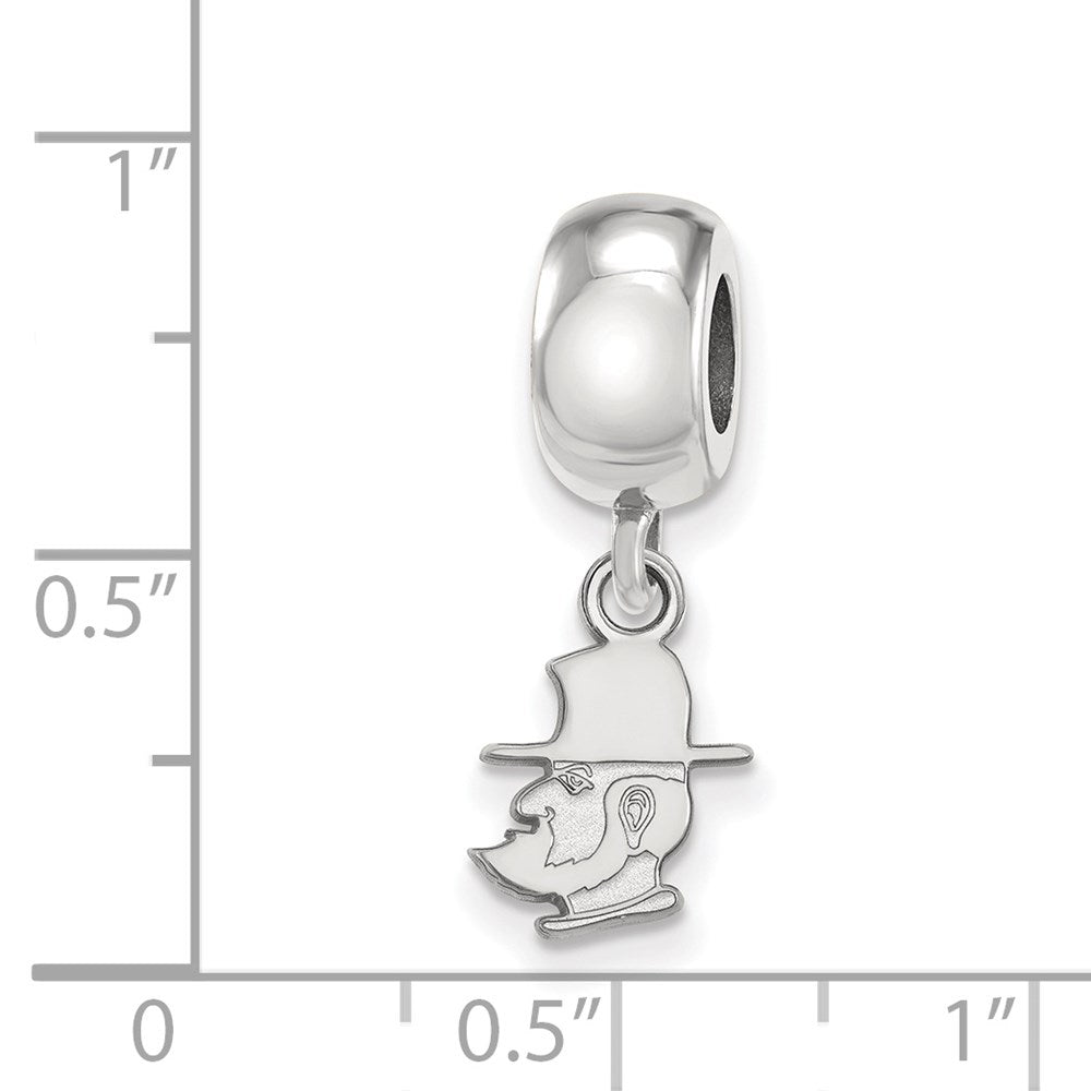 Sterling Silver Rhodium-plated LogoArt Appalachian State University Mountaineer Extra Small Dangle Bead Charm