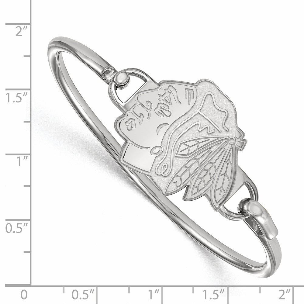 Sterling Silver Rh-plated NHL LogoArt Chicago Blackhawks Bangle