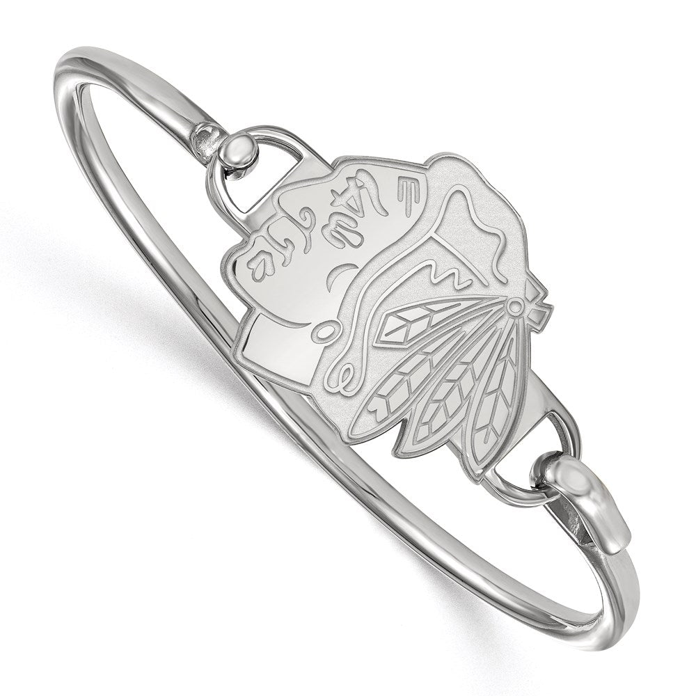 Sterling Silver Rh-plated NHL LogoArt Chicago Blackhawks Bangle