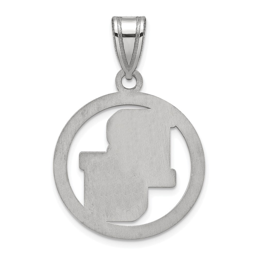 Sterling Silver Rhodium-plated LogoArt Baylor University Bears Medium Circle Pendant