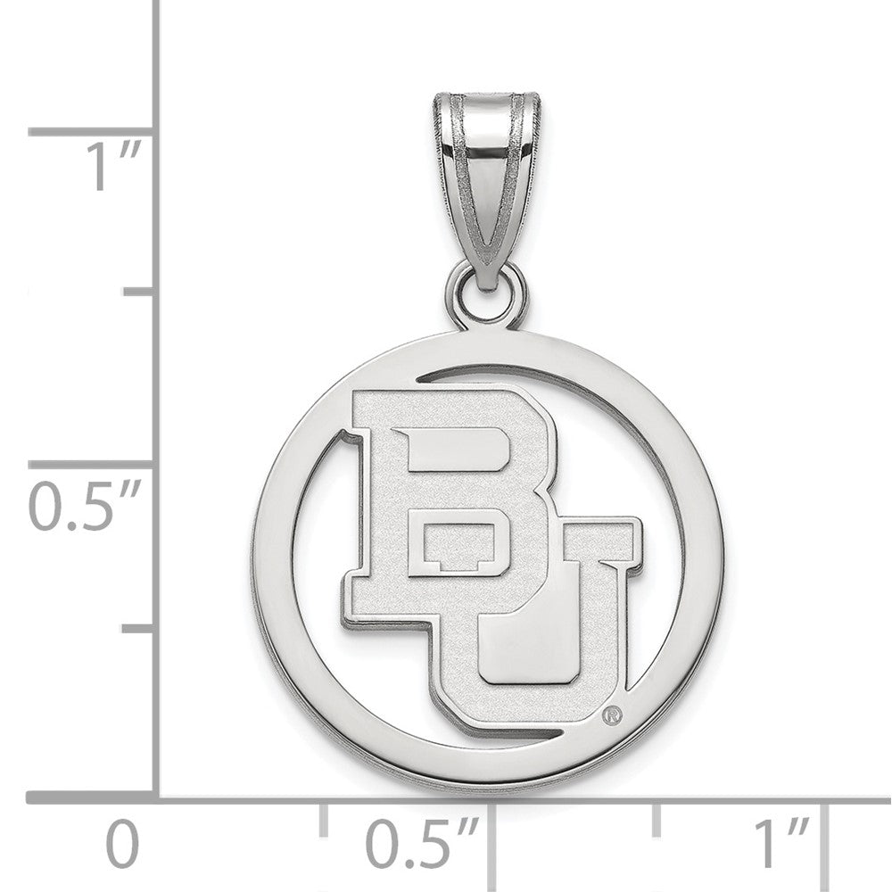Sterling Silver Rhodium-plated LogoArt Baylor University Bears Medium Circle Pendant
