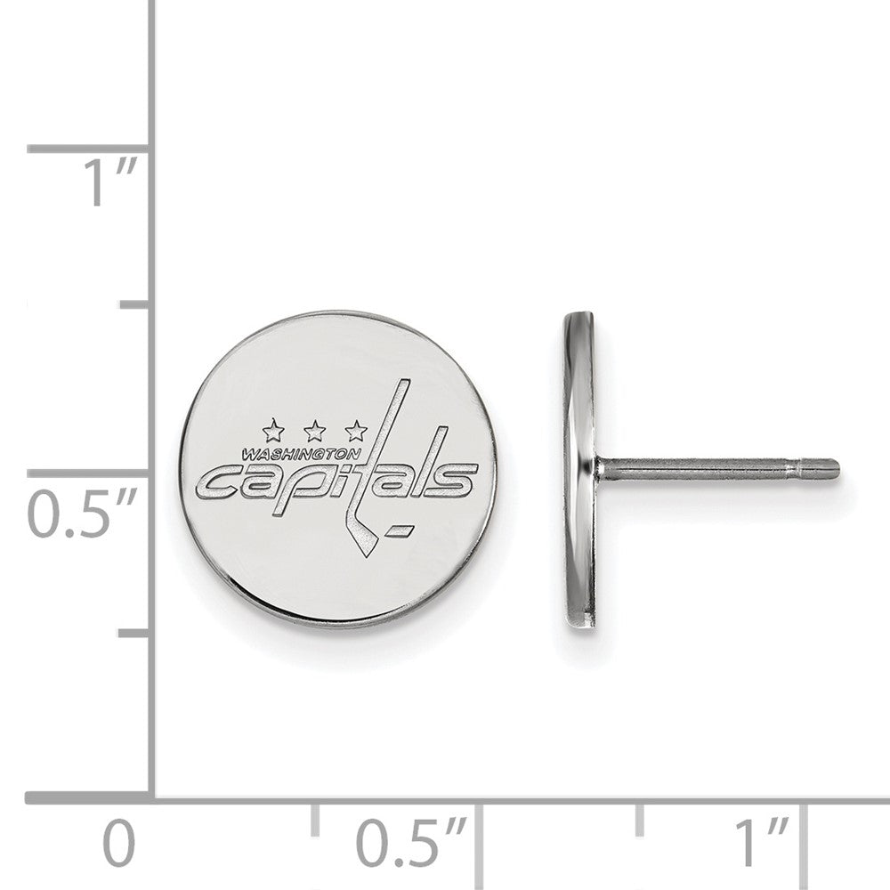 Sterling Silver Rhodium-plated NHL LogoArt Washington Capitals Small Disc Post Earrings
