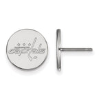 Sterling Silver Rhodium-plated NHL LogoArt Washington Capitals Small Disc Post Earrings