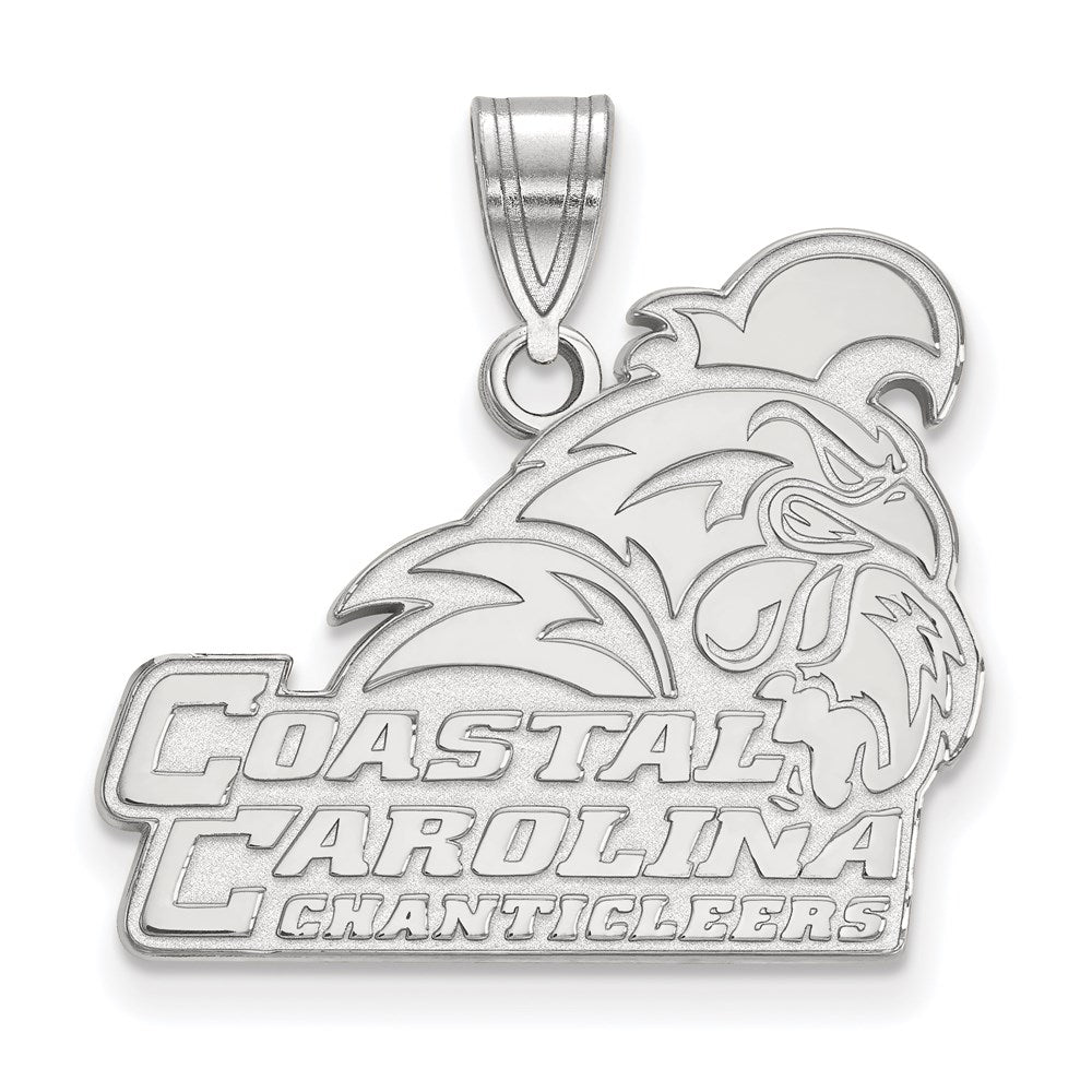 Sterling Silver Rhodium-plated LogoArt Coastal Carolina University Chanticleers Large Pendant