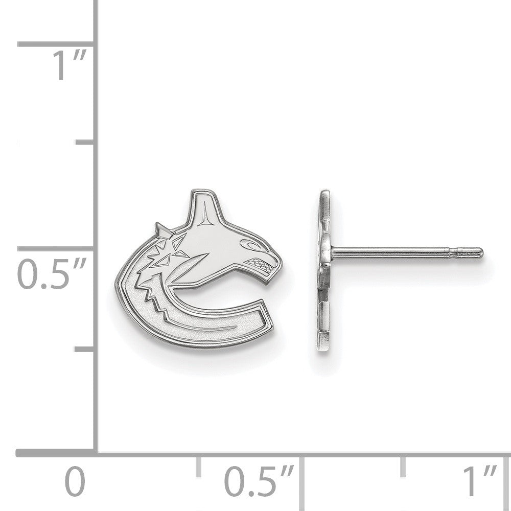 Sterling Silver Rhodium-plated NHL LogoArt Vancouver Canucks Extra Small Post Earrings