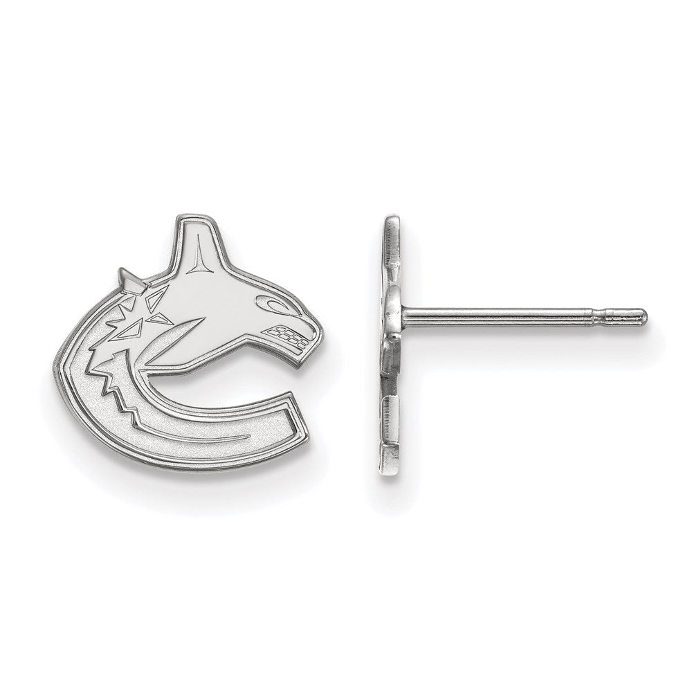 Sterling Silver Rhodium-plated NHL LogoArt Vancouver Canucks Extra Small Post Earrings