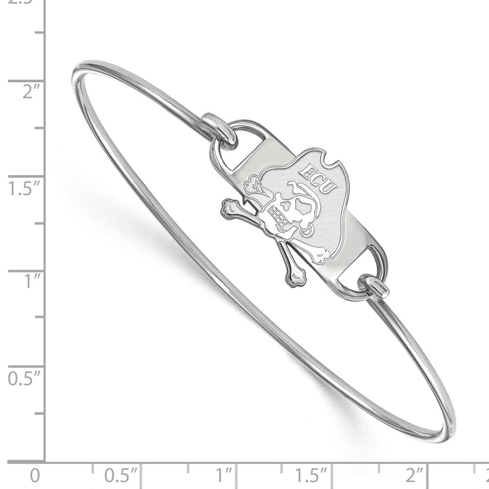 Sterling Silver Rhodium-plated LogoArt East Carolina University Pirate Small Center 7 inch Wire Bangle