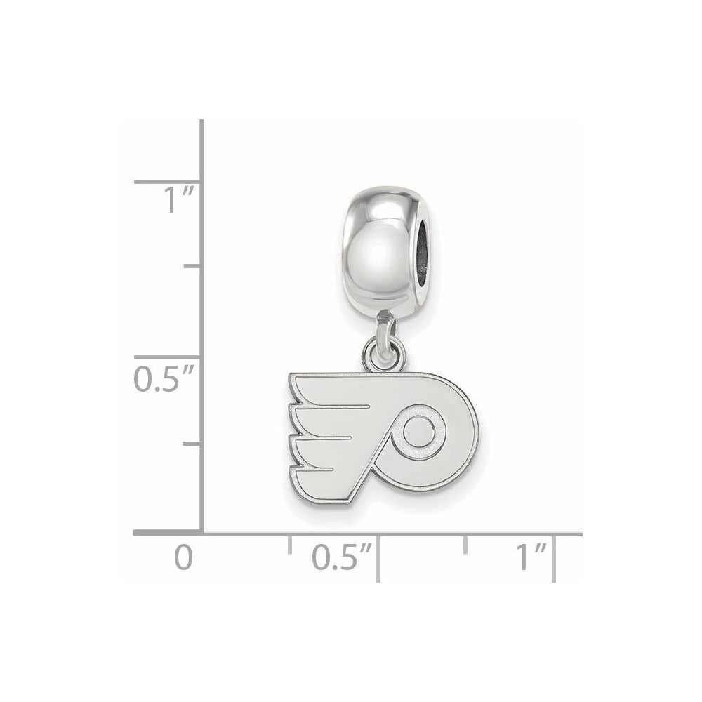 Sterling Silver Rhodium-plated NHL LogoArt Philadelphia Flyers Extra Small Dangle Bead Charm