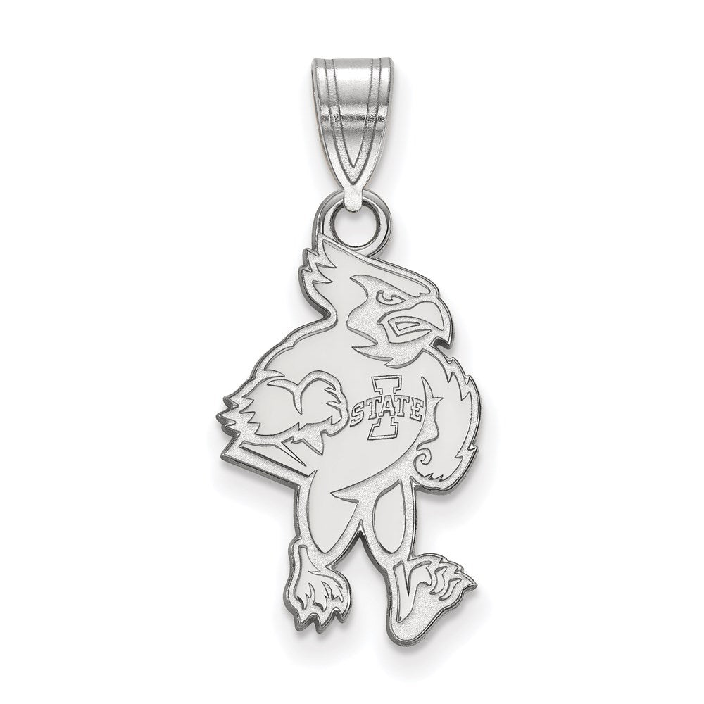 Sterling Silver Rhodium-plated LogoArt Iowa State University Cardinal Large Pendant