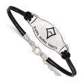 Sterling Silver Rhodium-plated LogoArt Kappa Alpha Theta Sorority Symbol Color Enamel Color Leather 7 inch Bracelet with Extender
