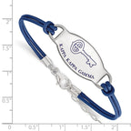 Sterling Silver Rhodium-plated LogoArt Kappa Kappa Gamma Sorority Symbol Color Enamel Color Leather 7 inch Bracelet with Extender
