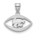 Sterling Silver Rhodium-plated LogoArt Kansas State University Wildcat Football Pendant
