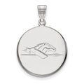 10k White Gold LogoArt Longwood University Horse Large Disc Pendant