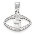 Sterling Silver Rhodium-plated LogoArt Michigan State University Letter S Football Pendant