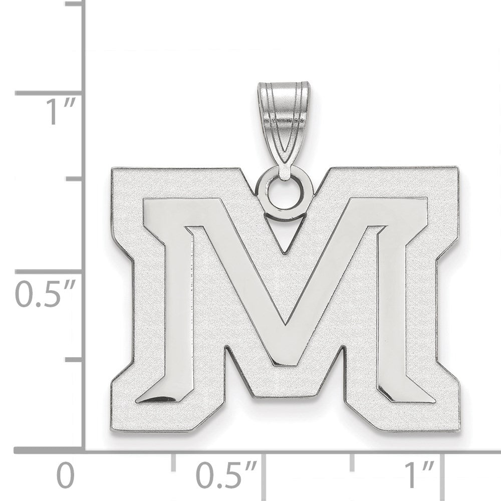 14k White Gold LogoArt Montana State University Letter M Large Pendant