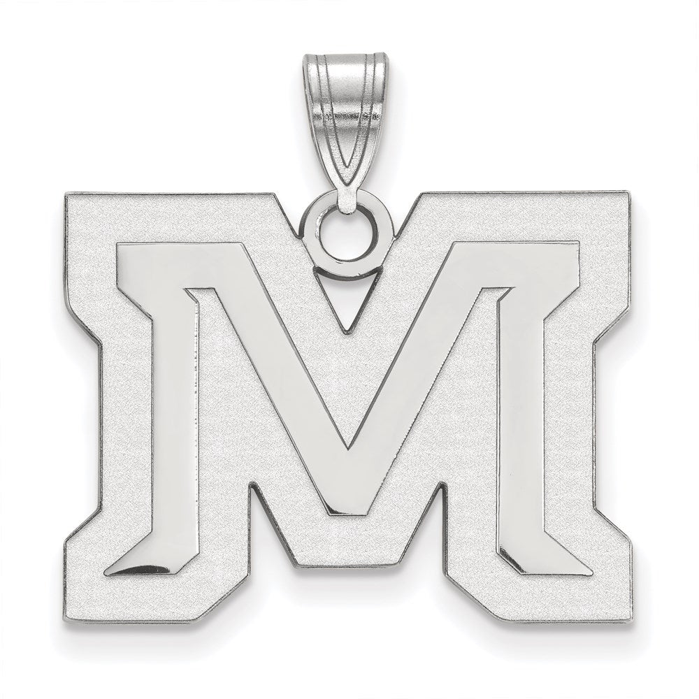 10k White Gold LogoArt Montana State University Letter M Large Pendant