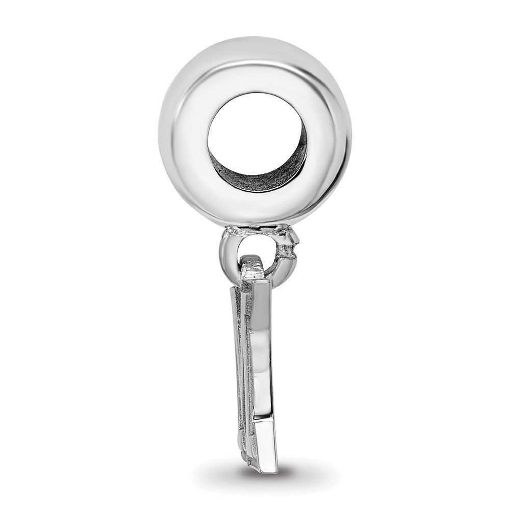 Sterling Silver Rhodium-plated LogoArt Miami University Ohio Letter M Extra Small Dangle Bead Charm