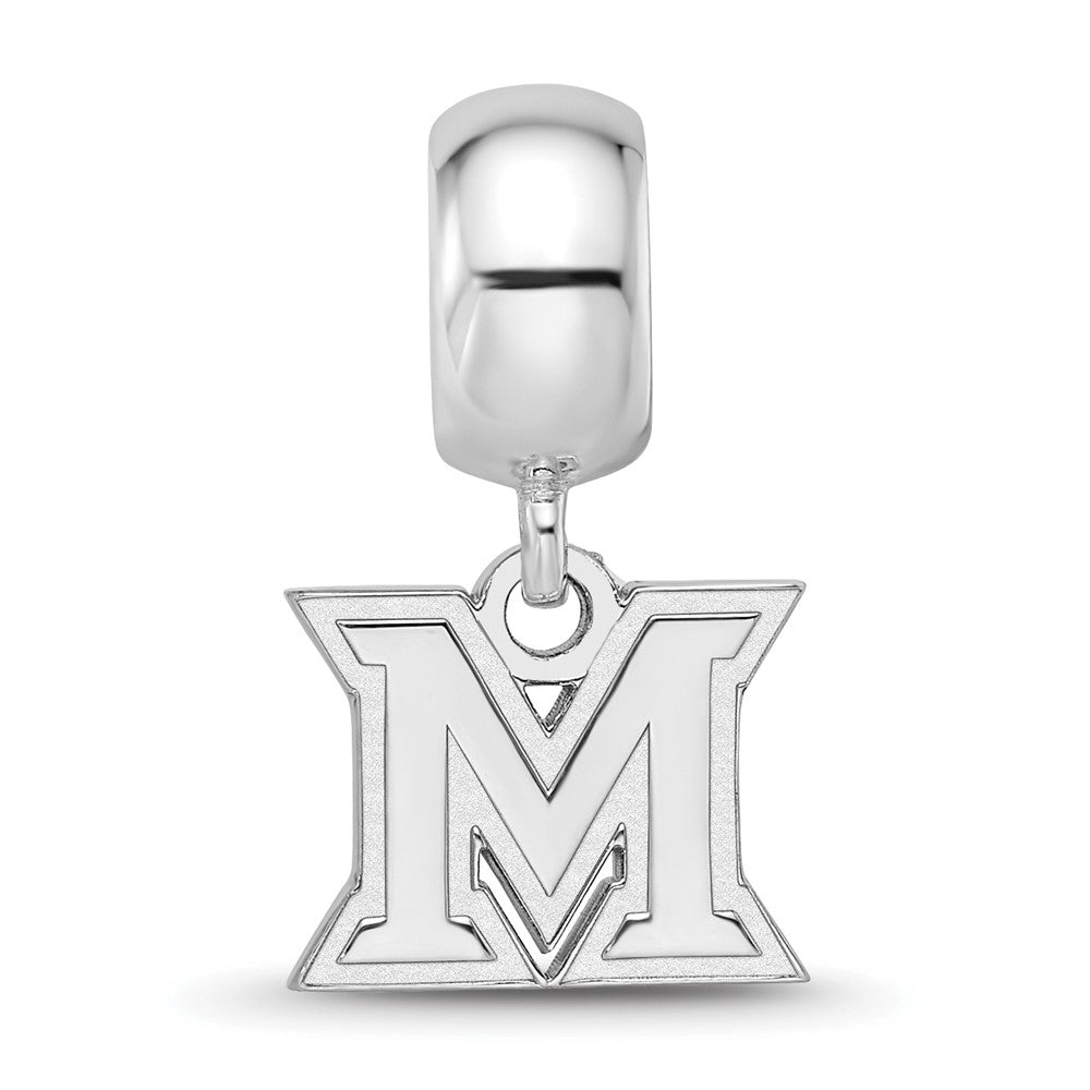 Sterling Silver Rhodium-plated LogoArt Miami University Ohio Letter M Extra Small Dangle Bead Charm