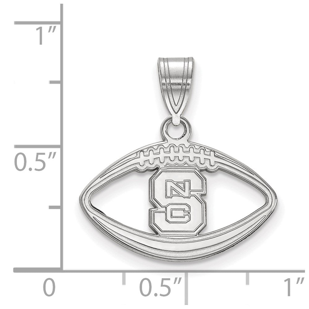 Sterling Silver Rhodium-plated LogoArt North Carolina State University N-C-S Football Pendant