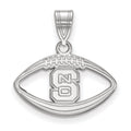 Sterling Silver Rhodium-plated LogoArt North Carolina State University N-C-S Football Pendant