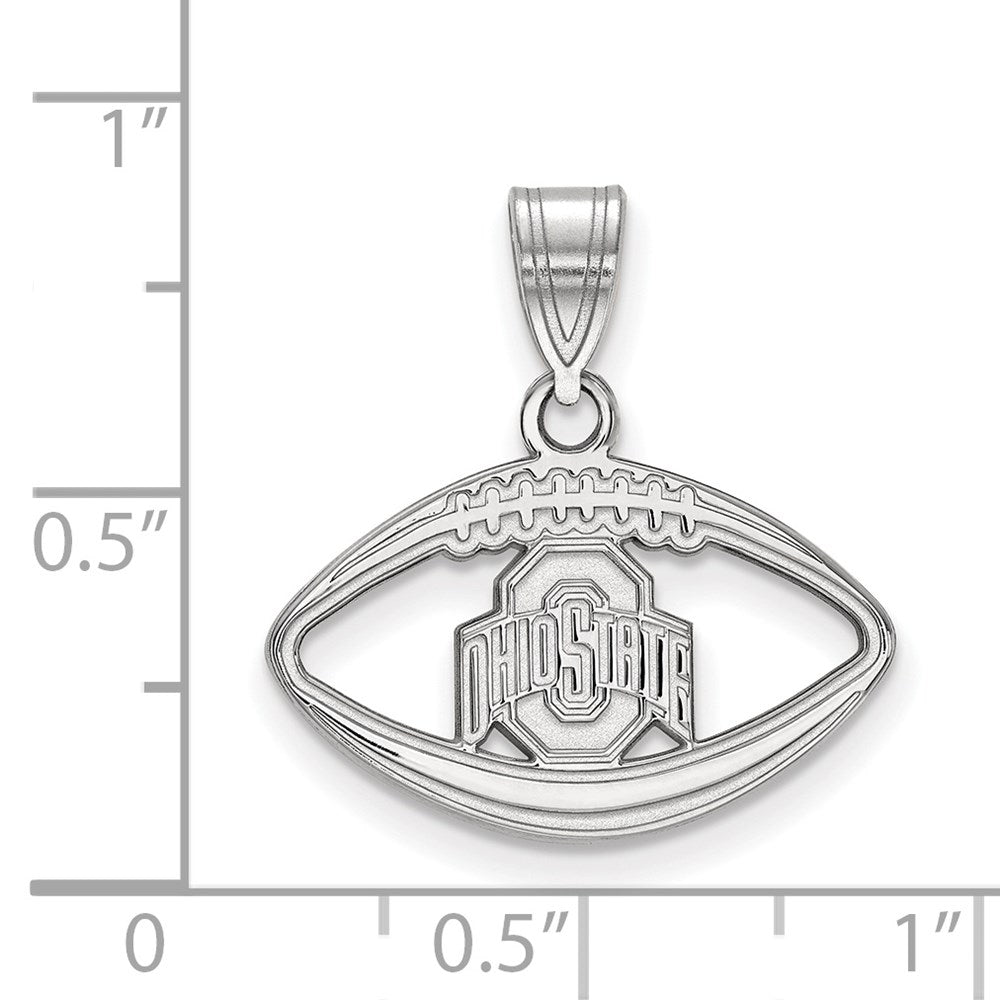 Sterling Silver Rhodium-plated LogoArt The Ohio State University Football Pendant