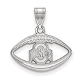 Sterling Silver Rhodium-plated LogoArt The Ohio State University Football Pendant