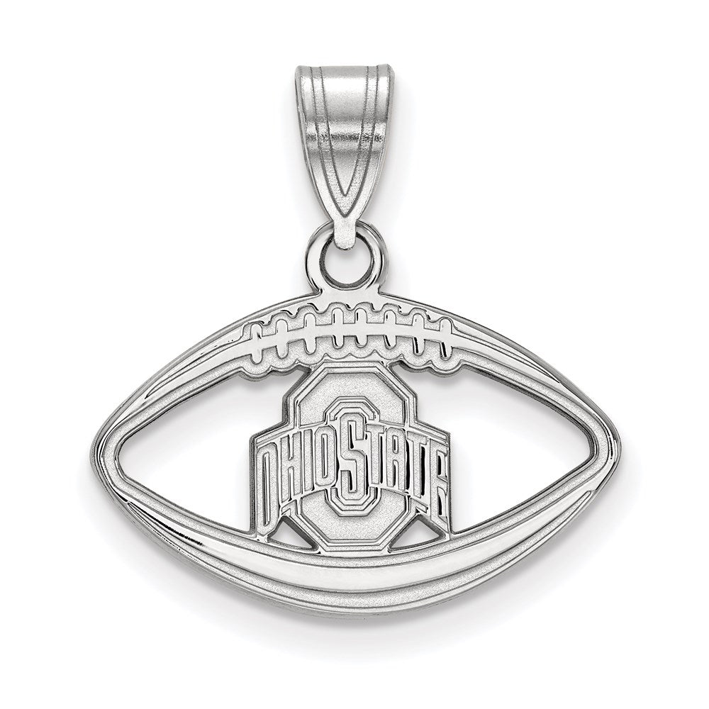 Sterling Silver Rhodium-plated LogoArt The Ohio State University Football Pendant