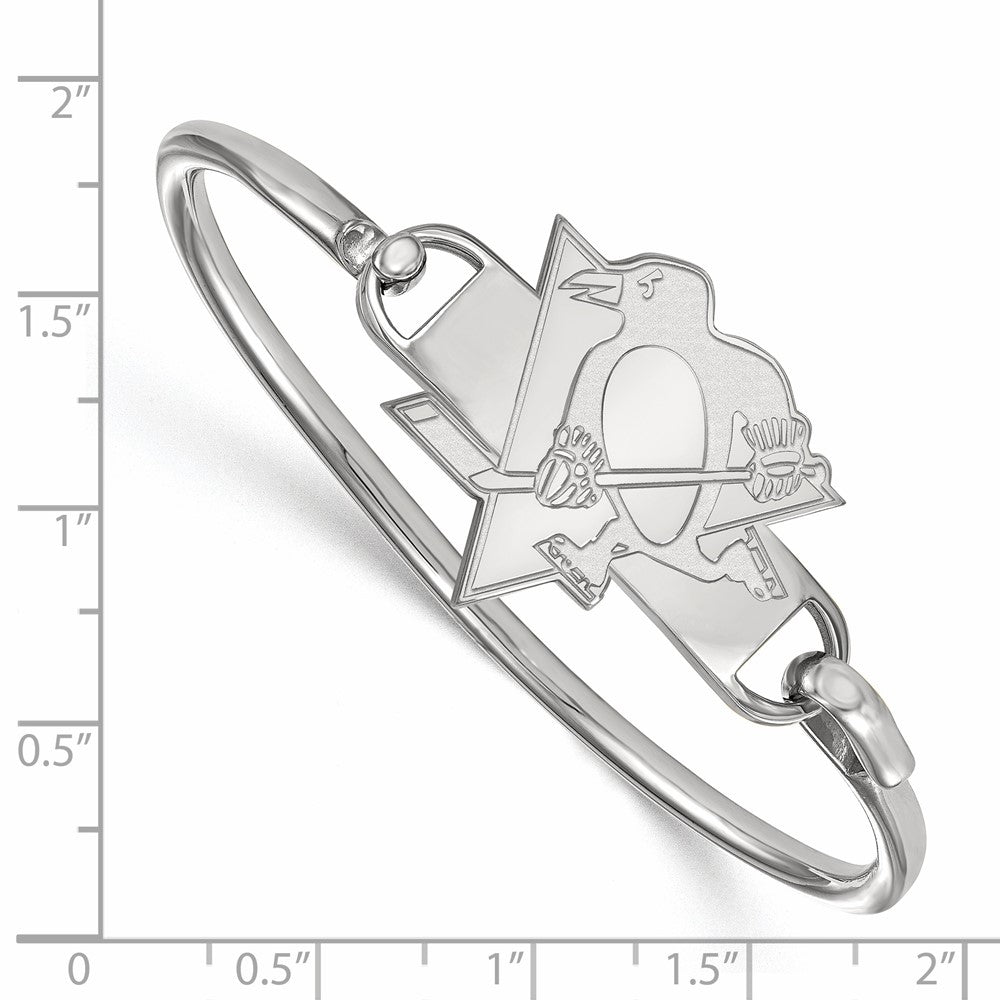 Sterling Silver Rh-plated NHL LogoArt Pittsburgh Penguins Bangle