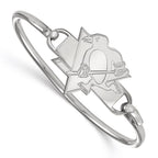 Sterling Silver Rh-plated NHL LogoArt Pittsburgh Penguins Bangle