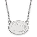10k White Gold LogoArt Penn State University Lion Small Pendant 18 inch Necklace