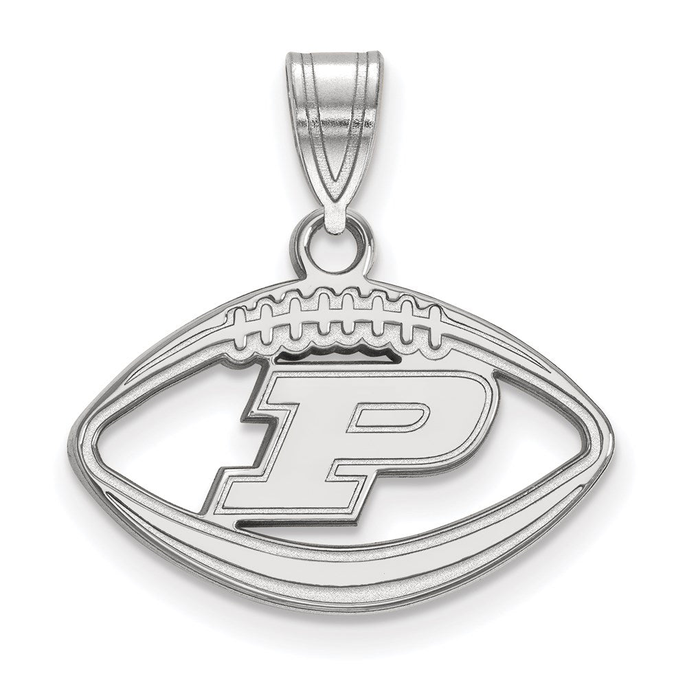 Sterling Silver Rhodium-plated LogoArt Purdue University Letter P Football Pendant