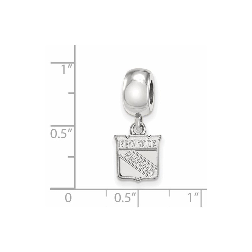 Sterling Silver Rhodium-plated NHL LogoArt New York Rangers Extra Small Dangle Bead Charm