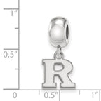 Sterling Silver Rhodium-plated LogoArt Rutgers University Letter R Extra Small Dangle Bead Charm