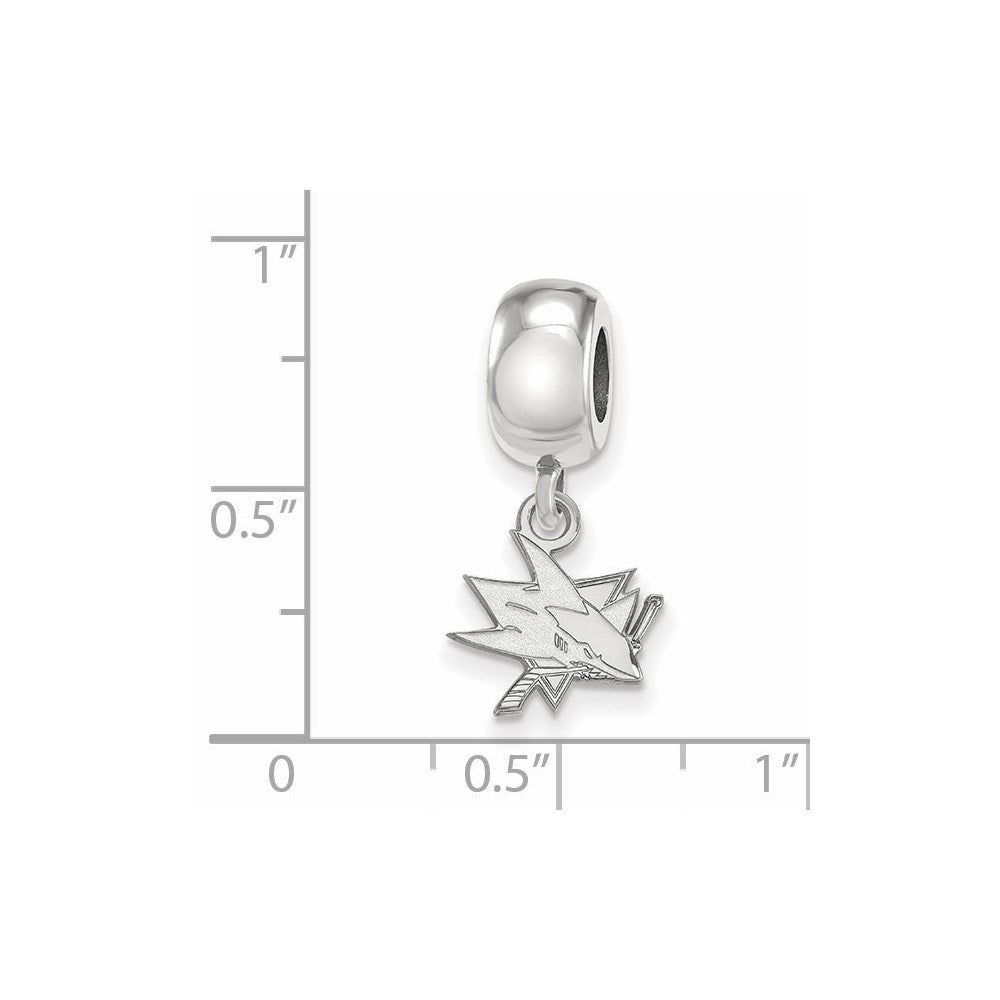 Sterling Silver Rhodium-plated NHL LogoArt San Jose Sharks Extra Small Dangle Bead Charm