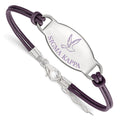 Sterling Silver Rhodium-plated LogoArt Sigma Kappa Sorority Symbol Color Enamel Color Leather 7 inch Bracelet with Extender
