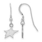 Sterling Silver Rhodium-plated NHL LogoArt Dallas Stars Extra Small Wire Dangle Earrings