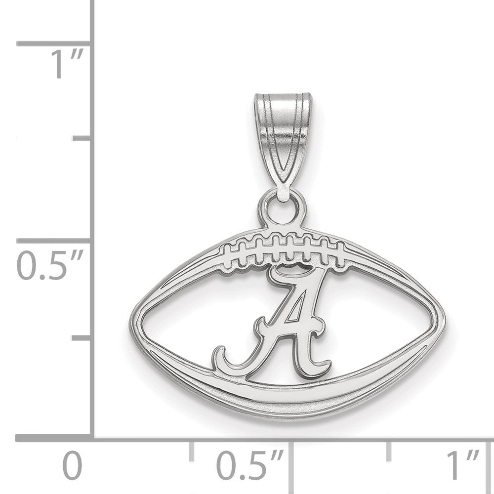 Sterling Silver Rhodium-plated LogoArt University of Alabama Letter A in Football Pendant