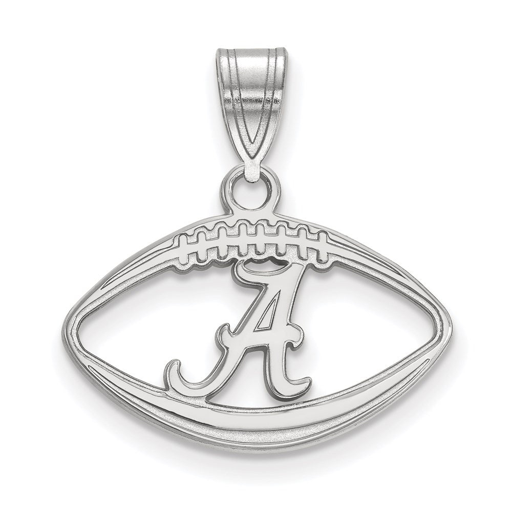 Sterling Silver Rhodium-plated LogoArt University of Alabama Letter A in Football Pendant