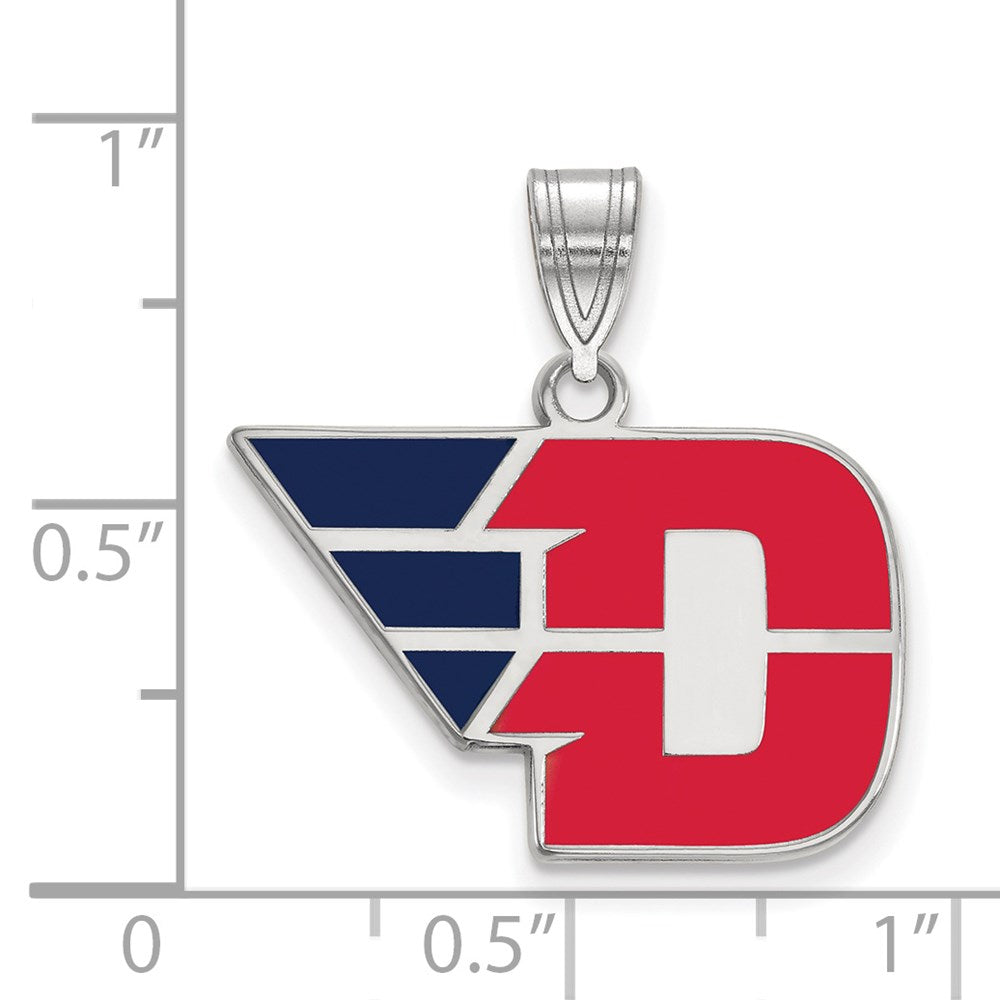 Sterling Silver Rhodium-plated LogoArt University of Dayton Medium Enameled Pendant