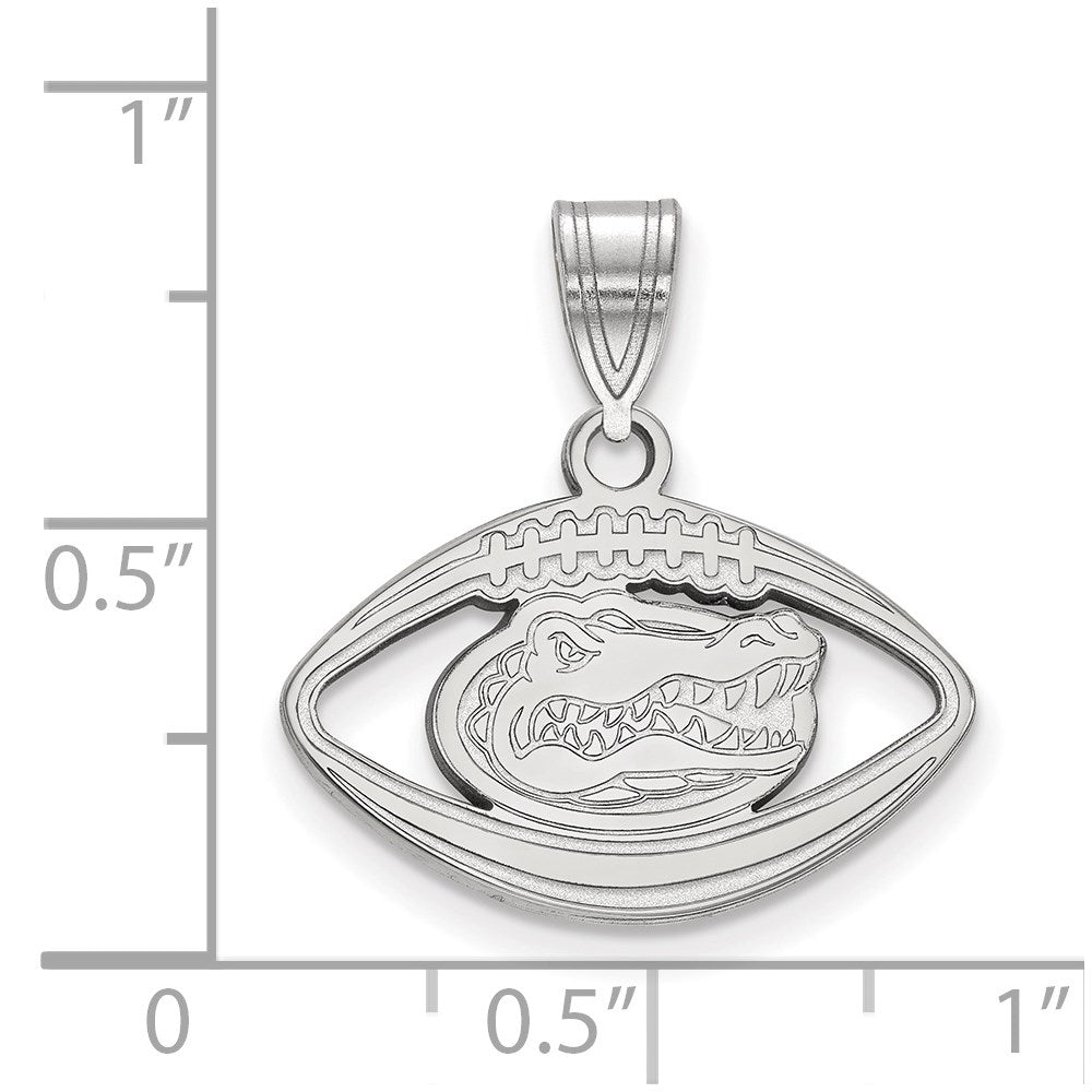 Sterling Silver Rhodium-plated LogoArt University of Florida Gator Football Pendant